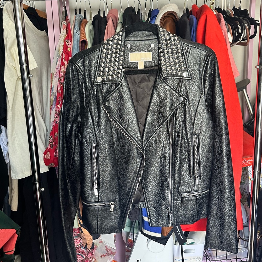 Micheal Joe’s studded leather biker jacket